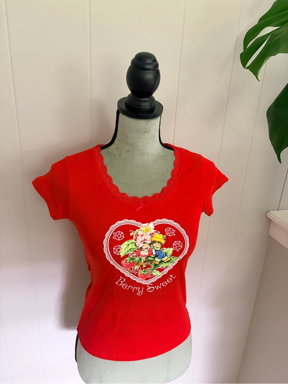 Red 'Berry Sweet' Graphic V-Neck Tee